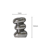 Axyaa Silver Pebble Ceramic Vase Geometric Floral Arrangement Terrarium Accessory