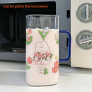 Axyaa Kawaii Animal Glass Cups With Lid - Cute Drinkware for Tea, Juice, and More