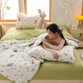Axyaa Floral Print Quilted Comforter: Soft Single Double Blanket for Bed