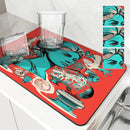 Axyaa Geometric Abstract Kitchen Drying Mat - Quick Dry & Antiskid