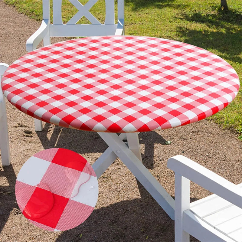 Axyaa Waterproof Elastic Round Tablecloth for Home Decoration and Parties
