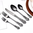Axyaa Gold Stainless Cutlery Set - Luxury Black Tableware Knife Fork Spoon Flatware
