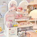 Axyaa Cute Bunny Desk Organizer Pen Holder Cosmetic Shelf Storage Stationary Rack