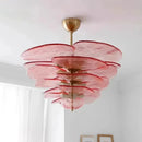 Axyaa Amber Pink Flower Glass Chandelier LED Pendant Light for Indoor Decor
