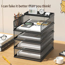 Axyaa 4-Tier Stackable Letter Tray & Pen Holder for Office Desk Organization
