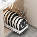 Axyaa Pot Lid Storage Rack: Under Cabinet Sliding Organizer for Pots, Pans, and Dishes
