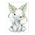 Axyaa Jungle Animal Nursery Canvas Print with Custom Name - Kids Room Wall Art