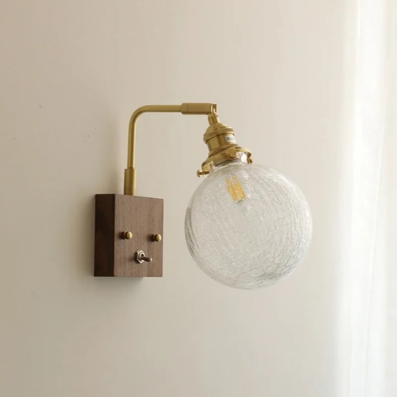 Axyaa Nordic LED Wall Lamp Glass Copper Bathroom Light Fixtures