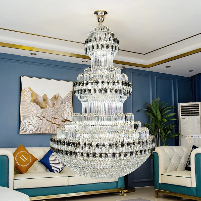 Axyaa Crystal Chandelier: Post-Modern Luxury Duplex Building LED Light for High-End Spaces