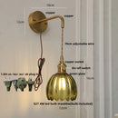 Axyaa Smoke Gray Glass LED Wall Light Fixture with Pull Chain Switch, Minimalist Design