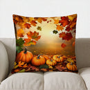 Axyaa Autumn Leaves & Pumpkins Pillow Cover for Sofa, Bedroom, Car - Decorative Cushion Cover