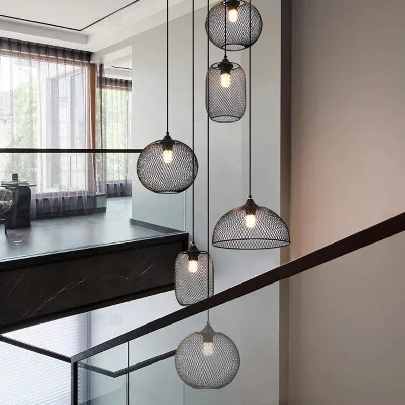 Axyaa Staircase Chandeliers: Modern LED Pendant Light Lamps for Living Room