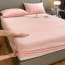 Axyaa Plush Velvet Fitted Sheet Set 3-Piece - High Quality Soft Mattress Cover & Pillowcase