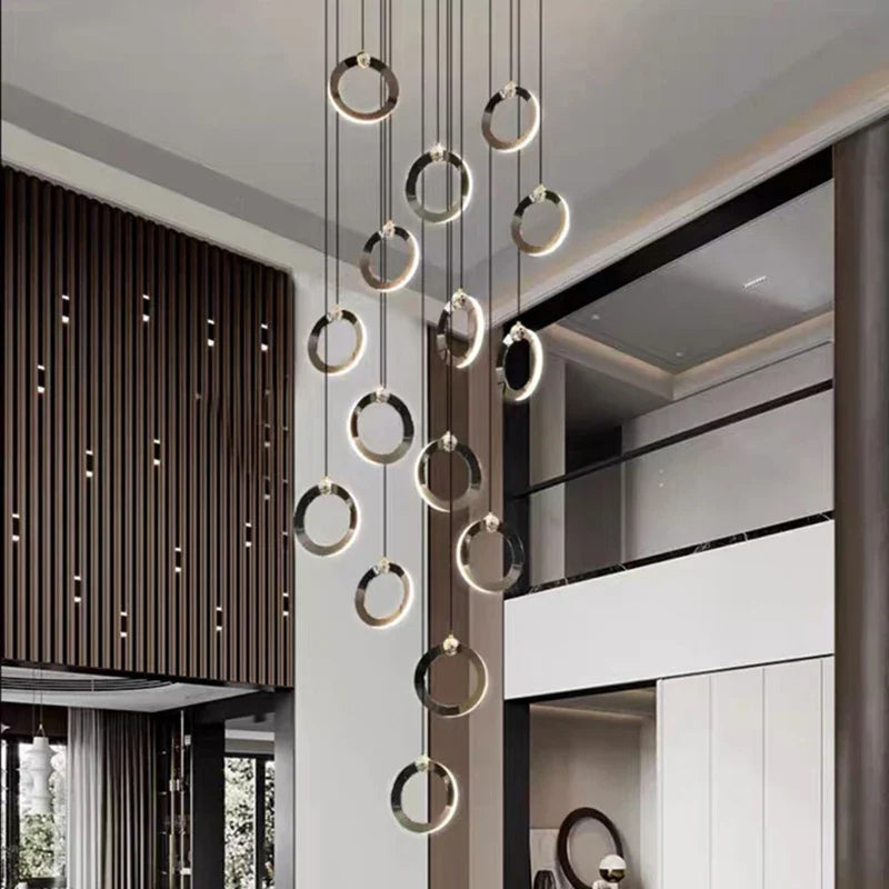Axyaa Staircase Chandeliers: Modern LED Pendant Light Lamps for Living Room