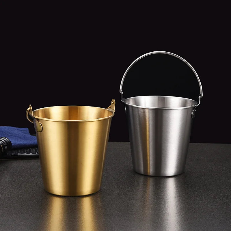 Axyaa Stainless Steel Ice Bucket with Handle for Bar Party - 0.7L