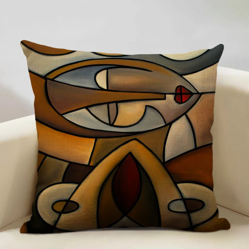 Nordic Style Abstract Painting Girl Cushion Cover by Axyaa