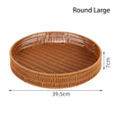 Axyaa Rattan Basket Tray for Breakfast Food Bread Cake Fruit Vegetable Storage