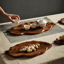 Axyaa Acacia Wooden Tea Tray: Household & Restaurant Solid Wood Leaf Tray