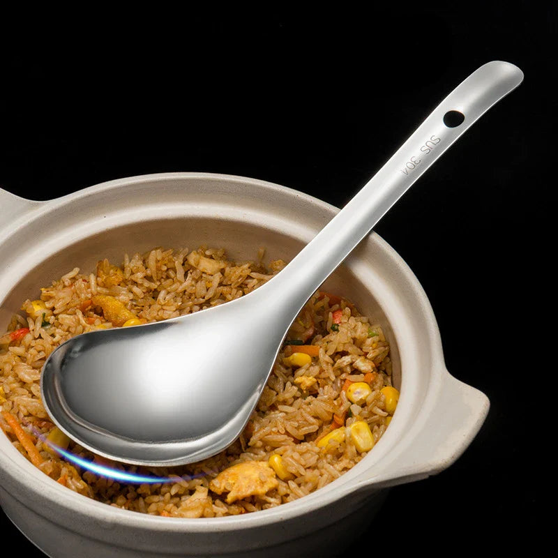 Axyaa Stainless Steel Soup Spoon with Long Handle - Large Capacity Spoons