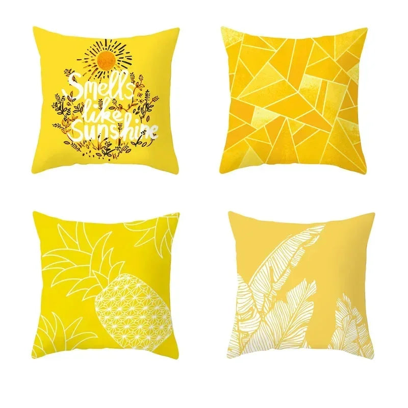 Pineapple Leaf Cushion Cover - Axyaa Summer Yellow Decor Pillowcase