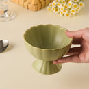 Axyaa High-Legged Ceramic Dessert Bowl 200ml - Ideal for Smoothies, Ice Cream, and Jams