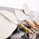 Axyaa Bamboo Handle Stainless Steel Cake Knife for Baking and Serving