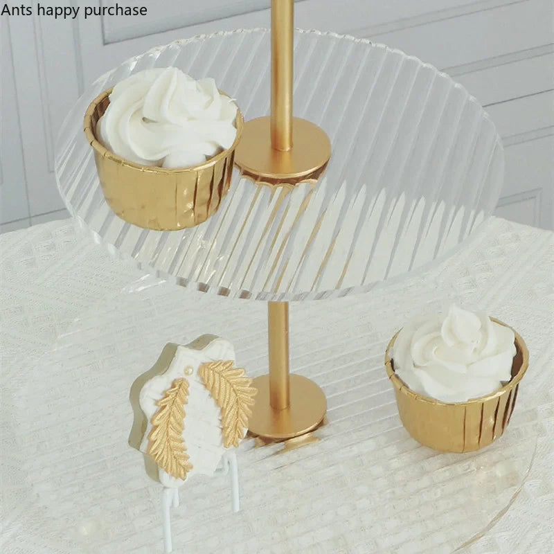 Axya Metal Acrylic Cake Stand Decorative Dessert Tray