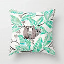 Axyaa Mint Green Geometric Animal Print Pillowcase for Home and Office Decor