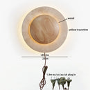 Axyaa Yellow Travertine Stone LED Wall Light with Pull Chain Switch