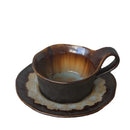 Axyaa Kiln Ceramics Latte Cups Set - Italian Style Coffee Mugs & Saucers