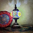 Axyaa Vintage Turkish Mosaic Table Lamp Handcrafted Glass Night Light