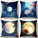 Axyaa Moon Flower Sofa Pillow Cover Set, 17.7" x 17.7", Home Decor & Sofa Lum