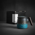 Axyaa Ceramic Tea Mug with Strainer, Lid & Wooden Handle - Unique Gift for Dad