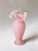 Axyaa Pink Wave Fold Glass Vase Bouquet Flower Terrarium Home Decoration