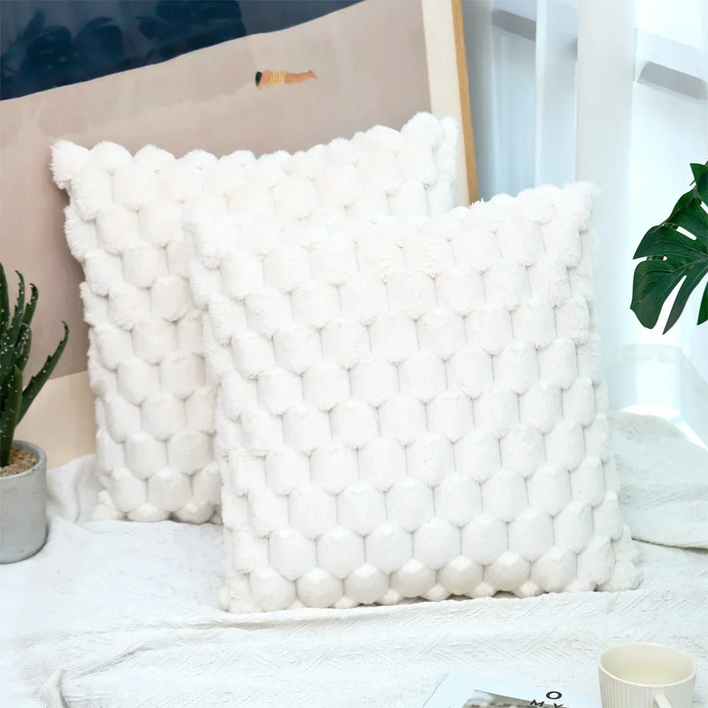 Axyaa Winter Plush Cushion Cover - Sofa Bed Room Decor Pillowcase
