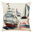 Axyaa Sailing Boat Linen Pillowcase - 45*45cm