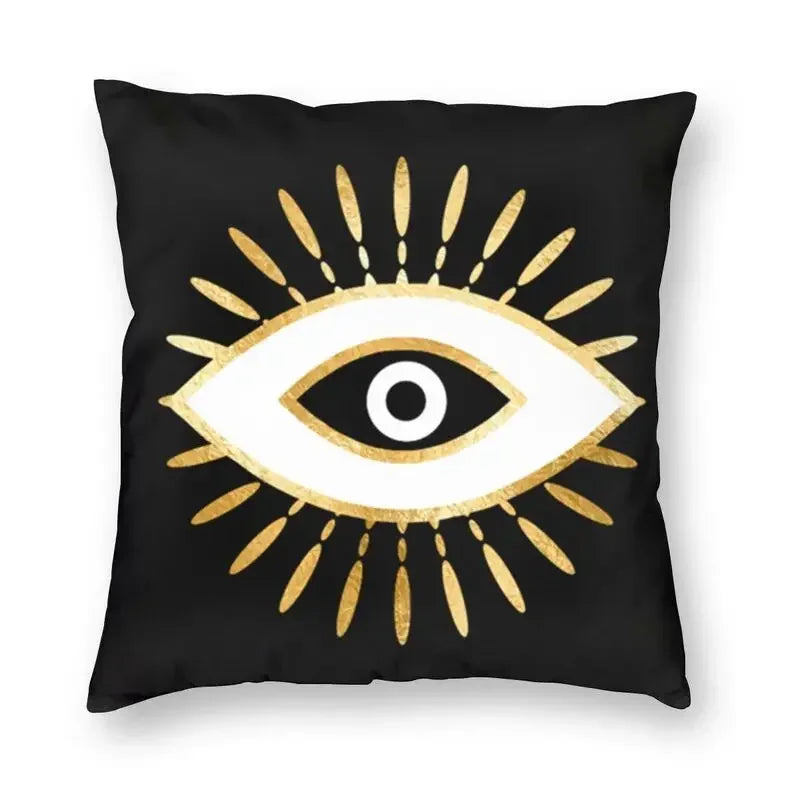 Evil Eye Black Art Cushion Cover Mystery Spirit Pillowcase by Axyaa