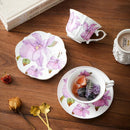 Axyaa Lily Coffee Cup and Saucer Set - Gold-Plated Ceramic Mug for Home or Gift