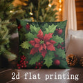 Axyaa Christmas Poinsettia & Holly Printed Pillowcases - Sofa, Bedroom, Car Cover