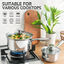 Axyaa 3Pc Stainless Steel Stew Pot Set with Lid & Steel Handle, Induction Compatible