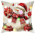 Axyaa LED Santa Snowman Bird Pattern Pillowcase for Christmas Home Decoration