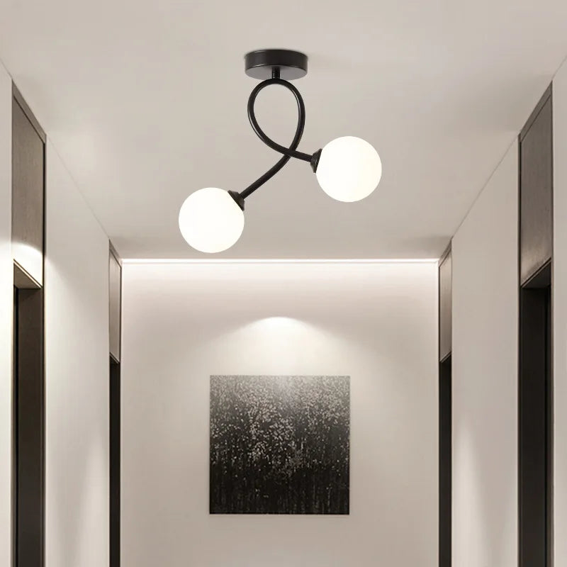 Axyaa Black Gold Glass Ceiling Light for Modern Minimalist Indoor Lighting