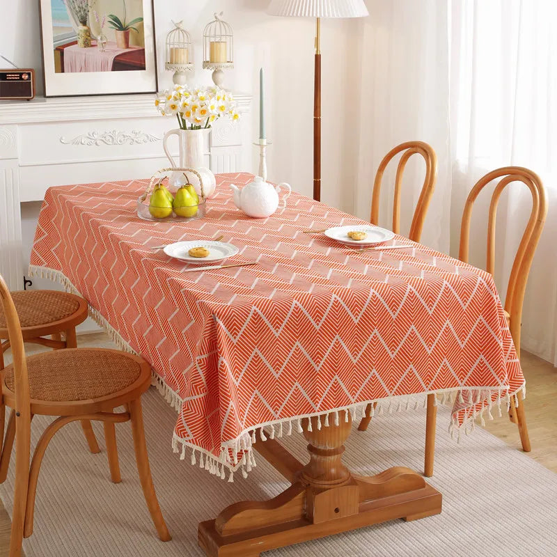 Axya™ Cotton Stripe Dining Tablecloth in Various Sizes for Bohemian Quality Home Decor.