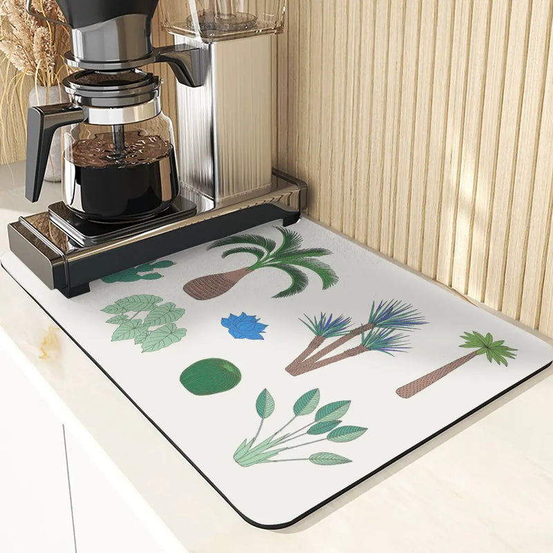 Axyaa Silicone Dish Mat, Flowers Pattern Absorbent Drying Mat for Kitchen Essentials