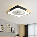 Axyaa Nordic Bedroom Ceiling Fan Ultra-Thin Black Square Pendant Lamp