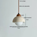 Axyaa Yellow Travertine Glass LED Pendant Lamp Vintage Wood Kitchen Island Hanging Light