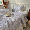 Axyaa Vintage Flower Print Quilted Bedspread Set with Ruffle Pillowcase