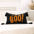 Axyaa Halloween Bat Boo Embroidery Throw Pillow Cover