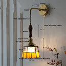 Axyaa Vintage LED Walnut Wood Wall Light with Pull Chain Switch