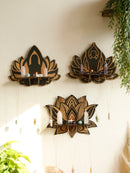 Axyaa Black Lotus Crystal Wall Shelf: Boho Floating Shelves for Aesthetic Décor